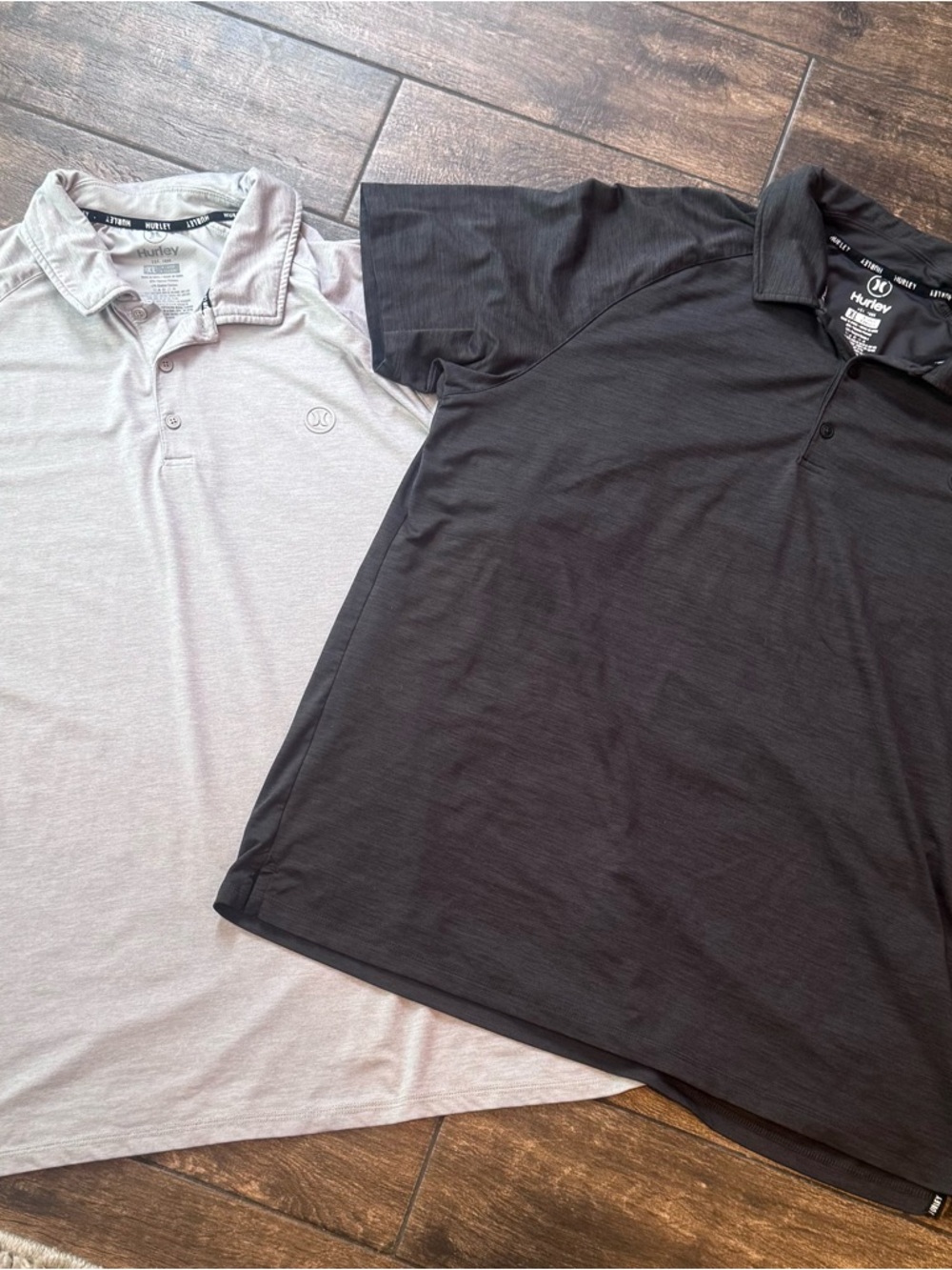 2 Hurley Men’s Polo Shirt - Dark & Light Gray - Size XL